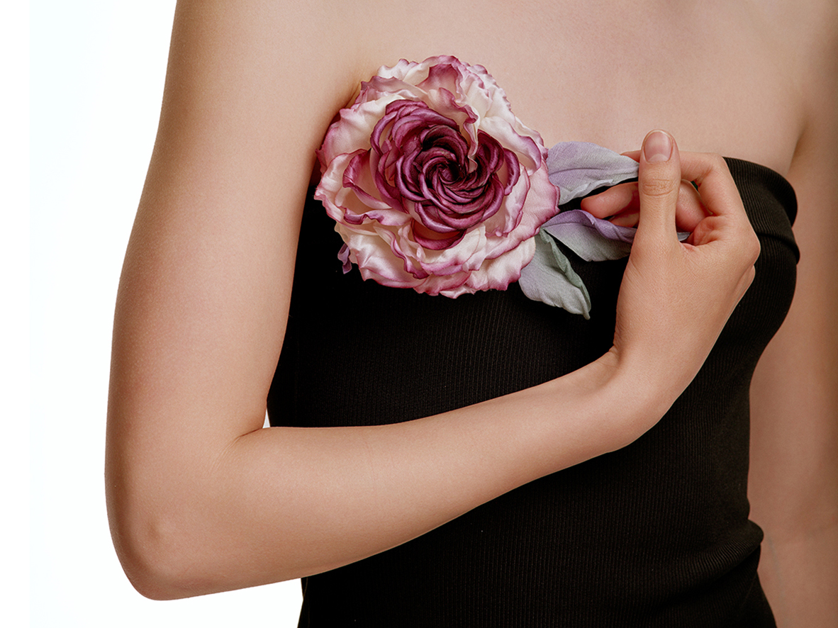 Merlot rose made of crepe satin