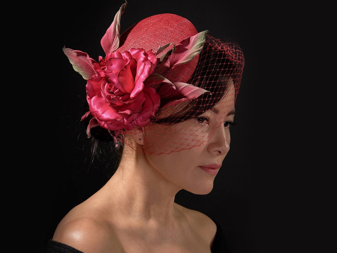 Crimson rose fascinator